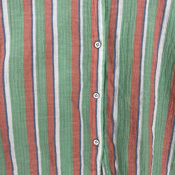 Cabi Women's Crinkled Gauze Linen-Blend Striped Camp Shirt sz Large Style 6201 - Picture 8 of 10